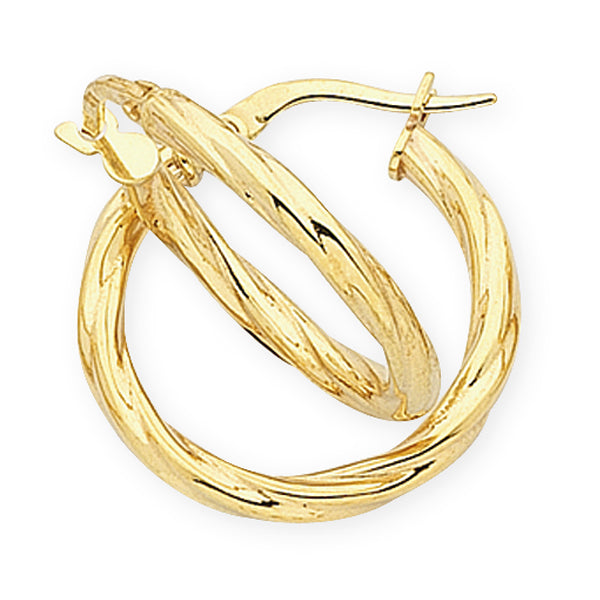 9k YG S/Filled Small Twist Hoops