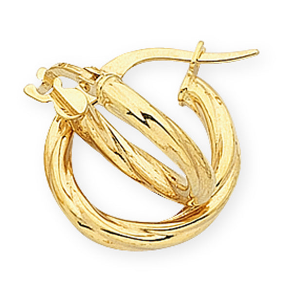 9k YG S/Filled Medium Twist Hoops