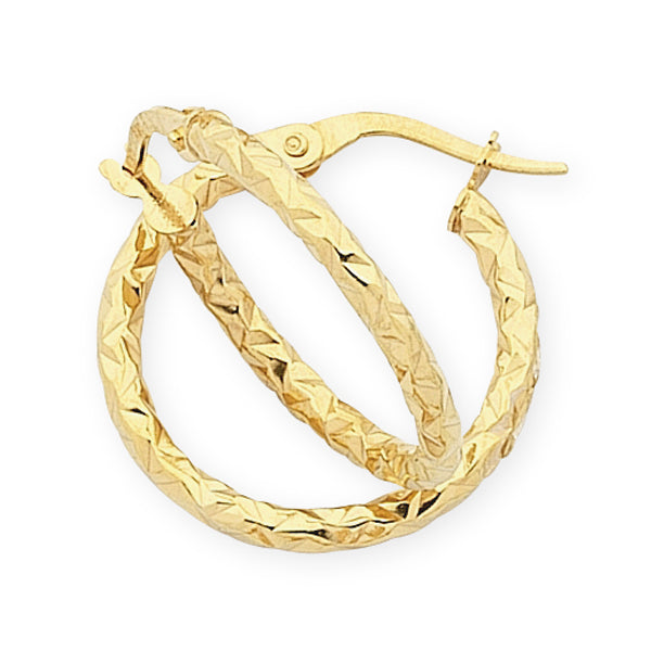 9K Yellow Gold Silver Filled Medium Crinkle Hoops 20mm