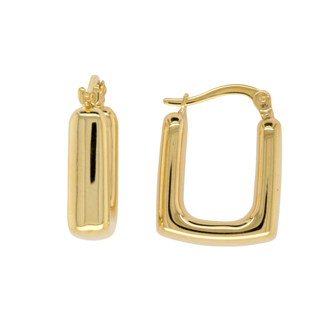 9K YG S/Filled Chunky Square Hoops