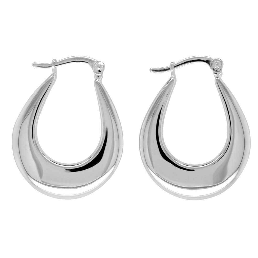 9K WG S/Filled Medium Open Teardrop Hoops
