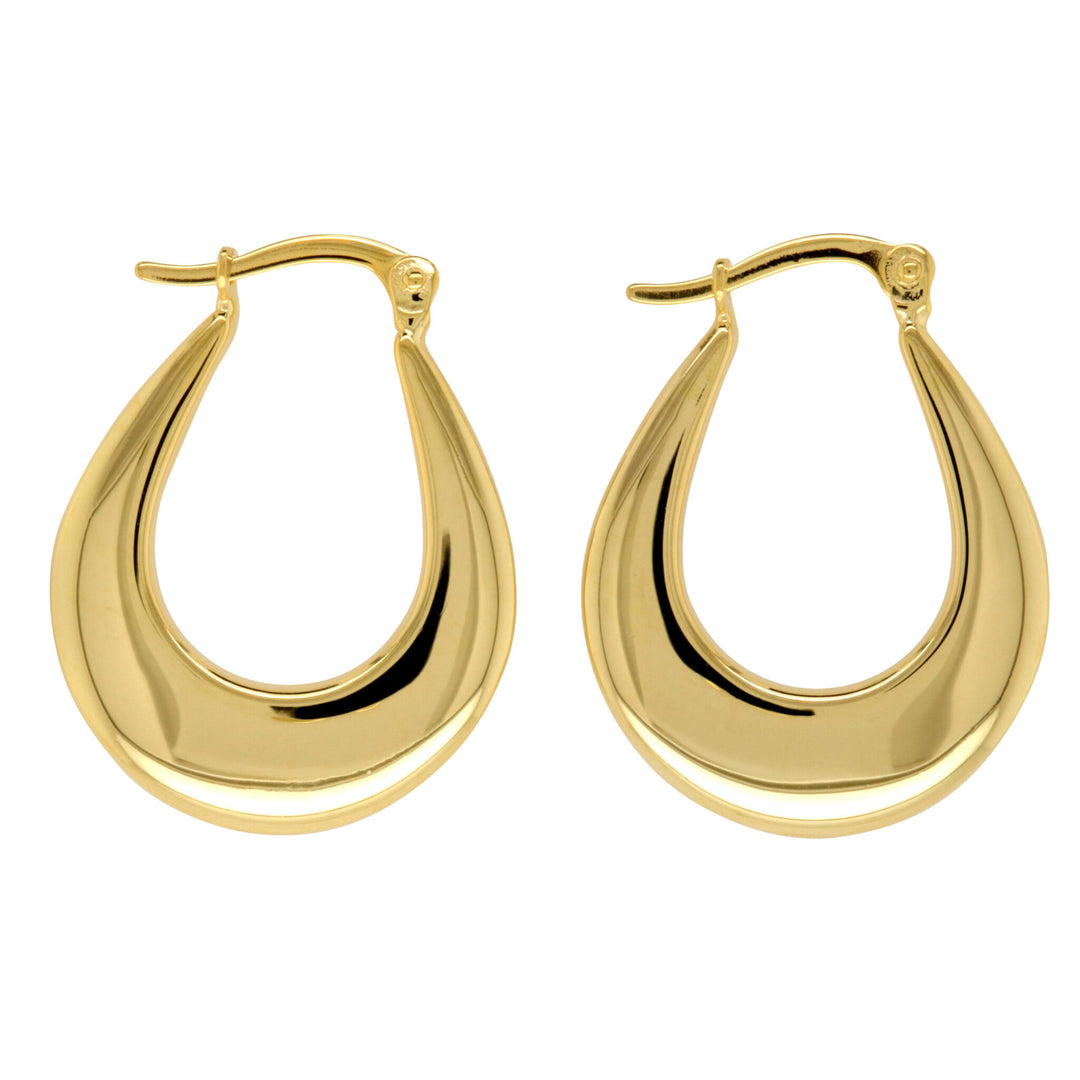 9K YG S/Filled Medium Open Teardrop Hoops