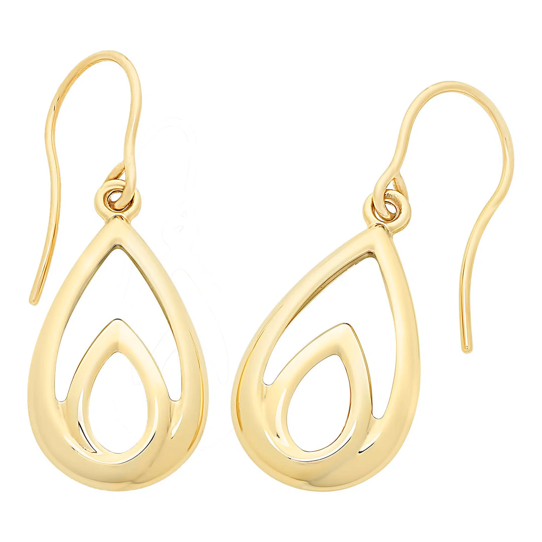 9K YG Teardrop Shephook Earrings