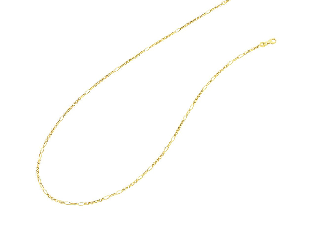 9k YG S/Filled Oval/Rnd Belcher Chain