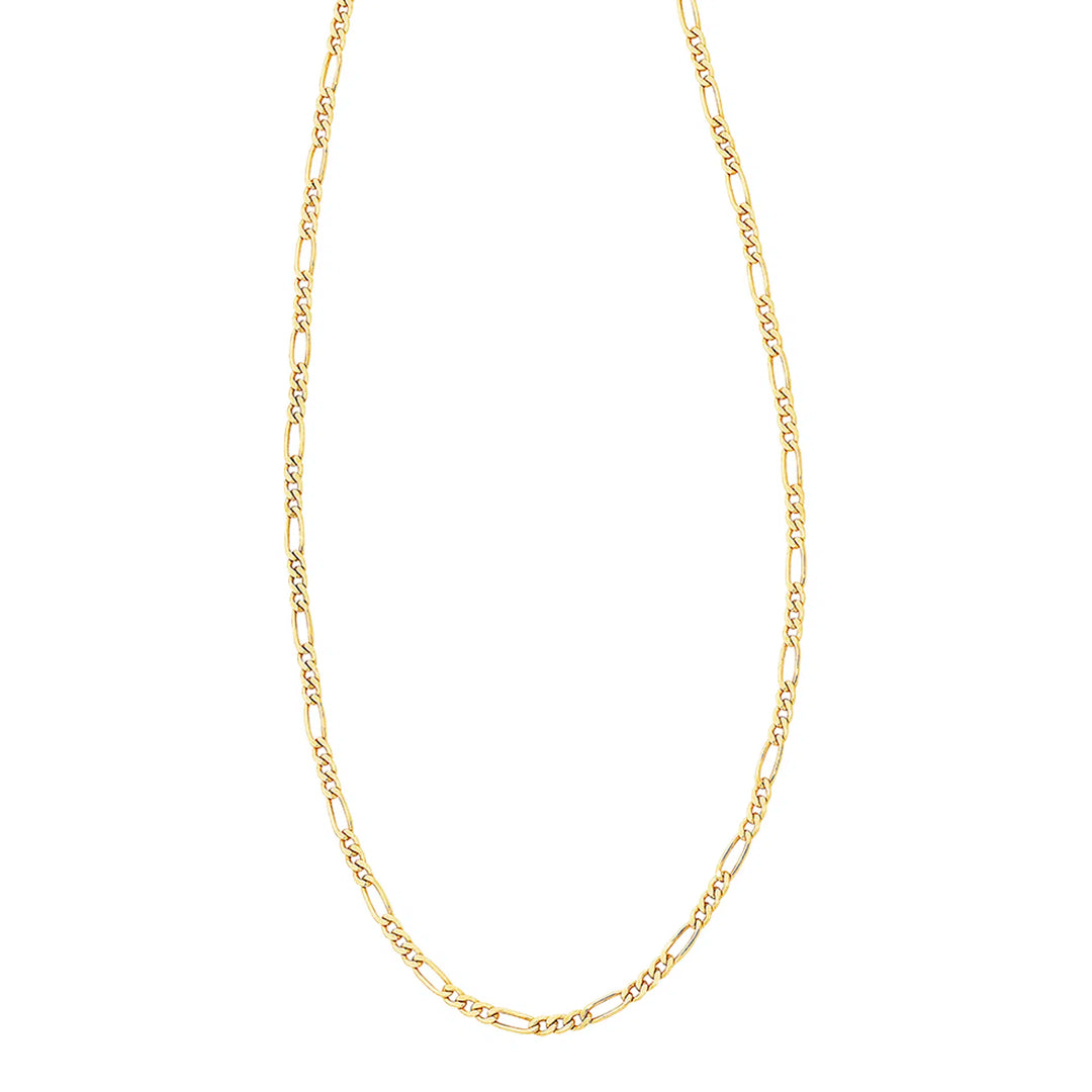 9K YG S/Filled 3/1 Figaro Chain 45CM