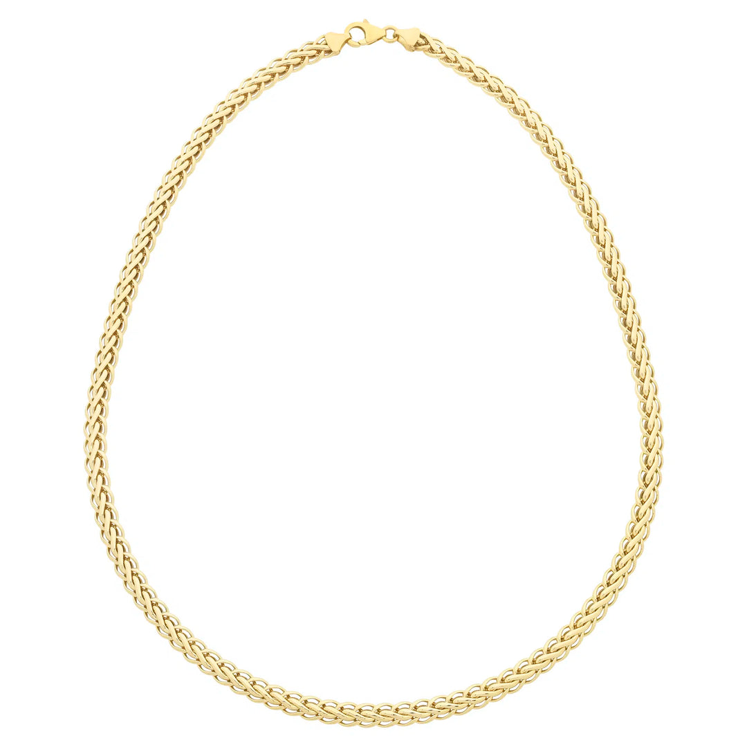 9K YG S/Filled Fancy Interlocking Chain 45CM