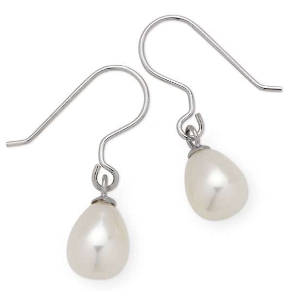 Silver White Pearl Shephook Earrings