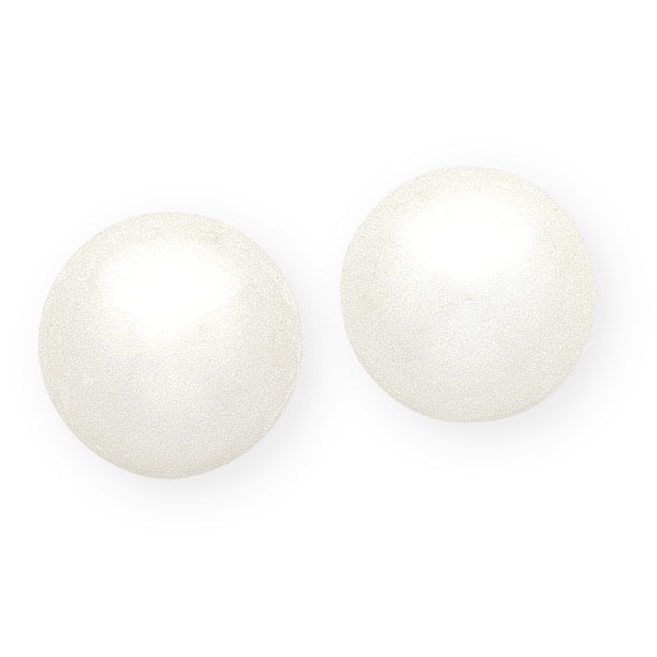 Silver Button White Pearl Studs 8mm