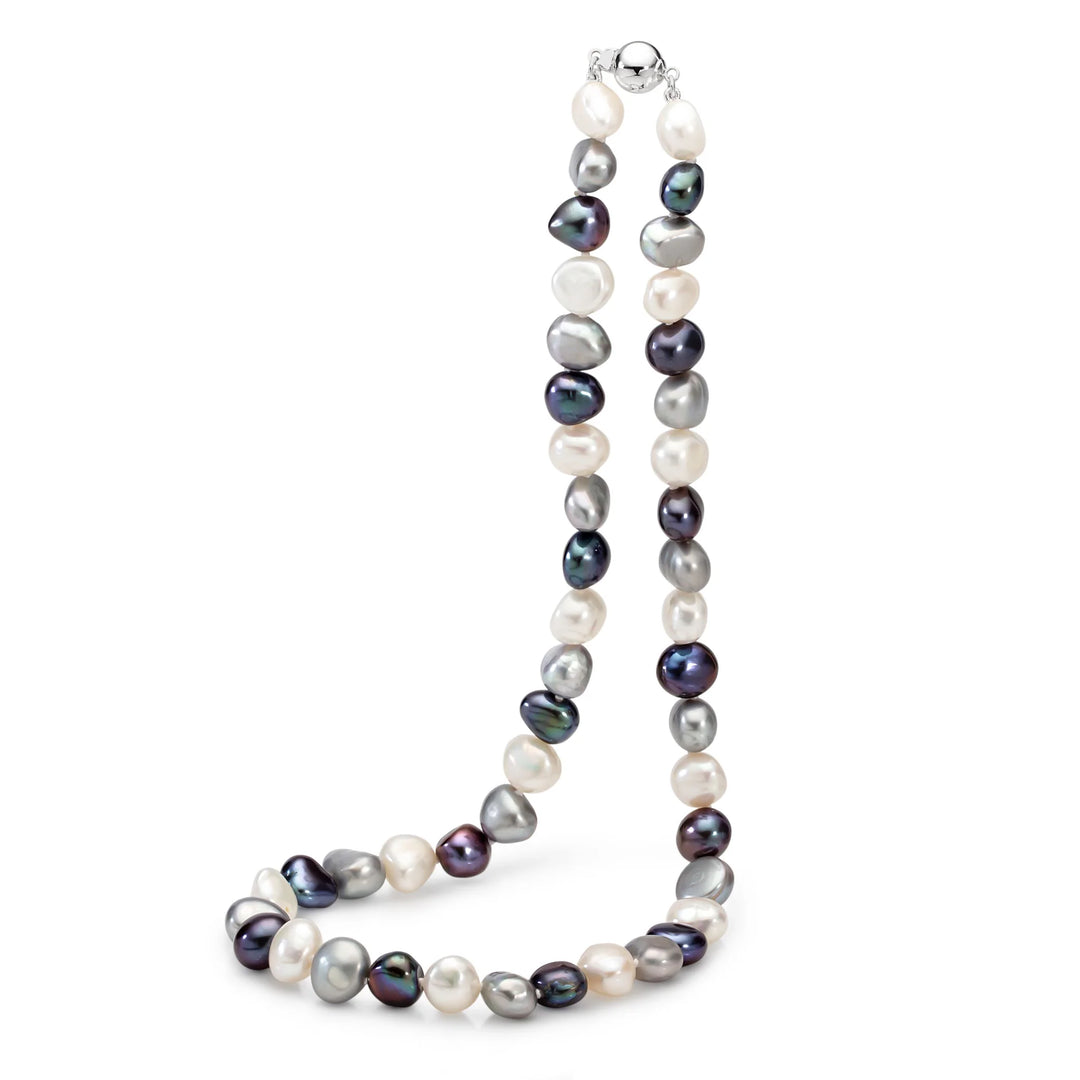 White, Black & Grey Died Pearl Strand 50CM