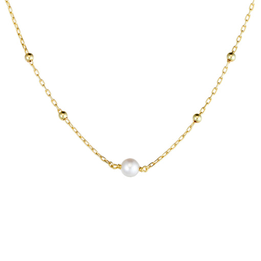 Sterling Silver Gold Plated Satellite Chain Necklace With Pearl Pendant