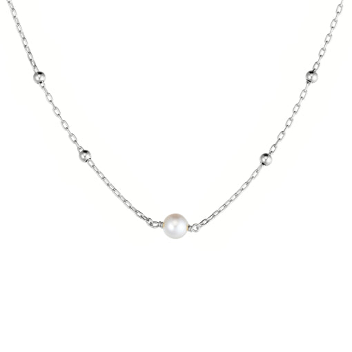 Sterling Silver Satellite Chain Necklace With Pearl Pendant