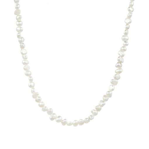 Freshwater Rice Pearl Short Necklace With Sterling Silver Clasp And Extension,