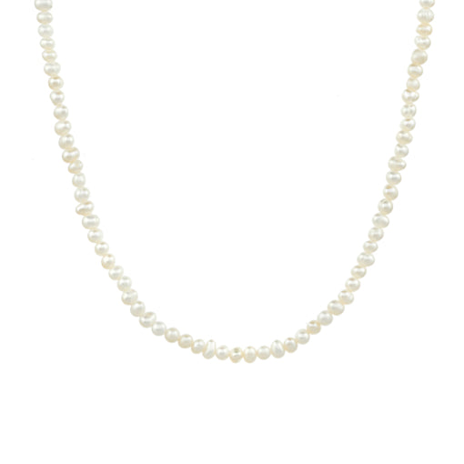 Freshwater Rice Pearl Short Necklace With Sterling Silver Clasp And Extension,