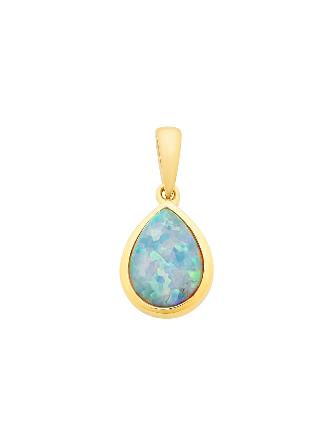 9K YG Created White Opal Pendant