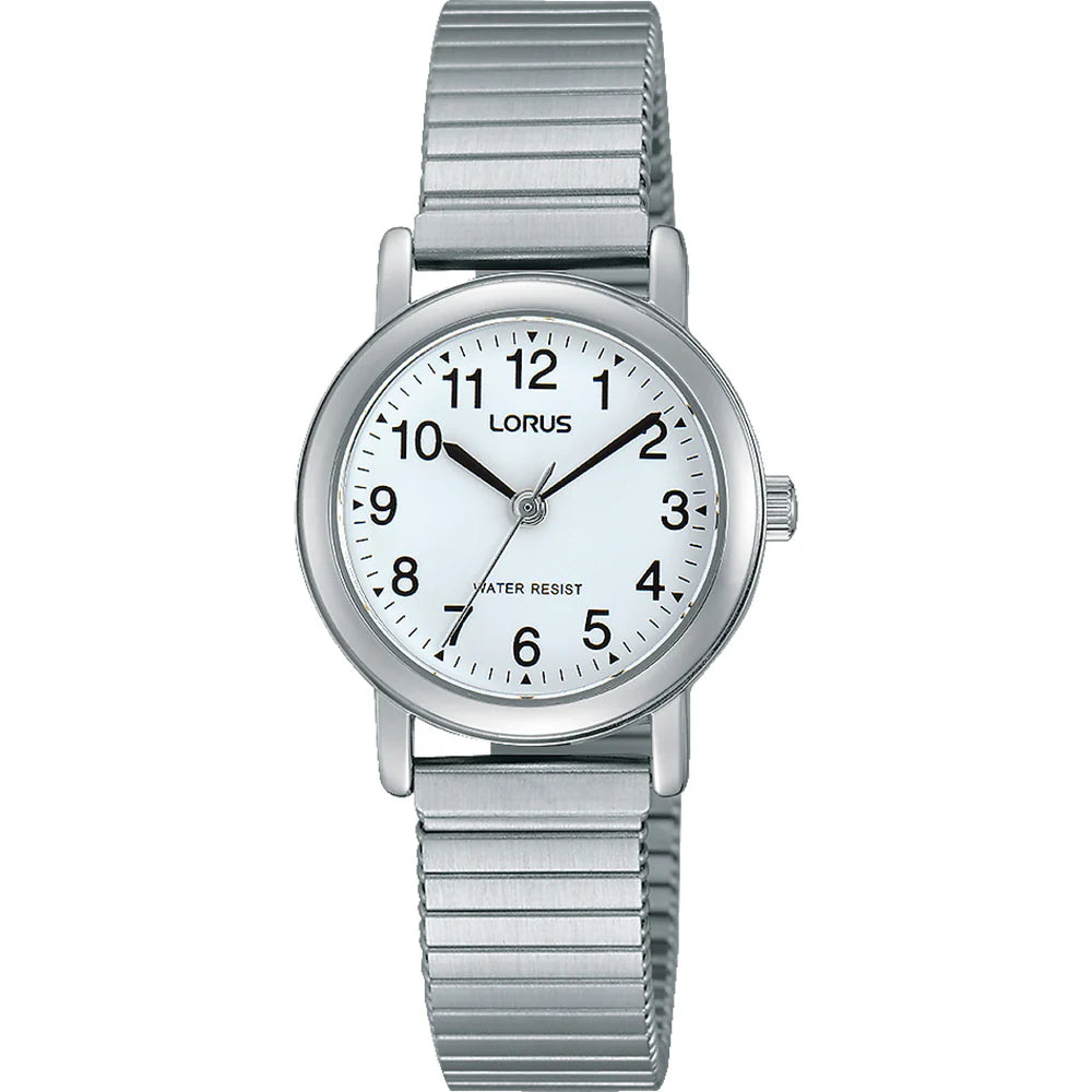 LORUS LADIES S/STEEL ROUND STRETCH WATCH WR ONLY