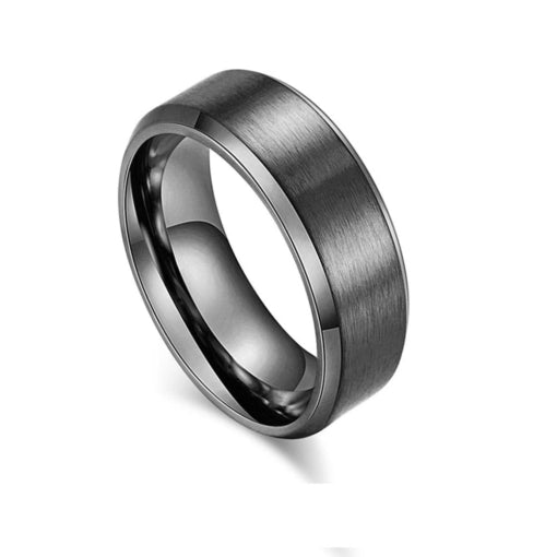 Blaze Stainless Steel Mens Brushed Ring With Polished Edges, Size U