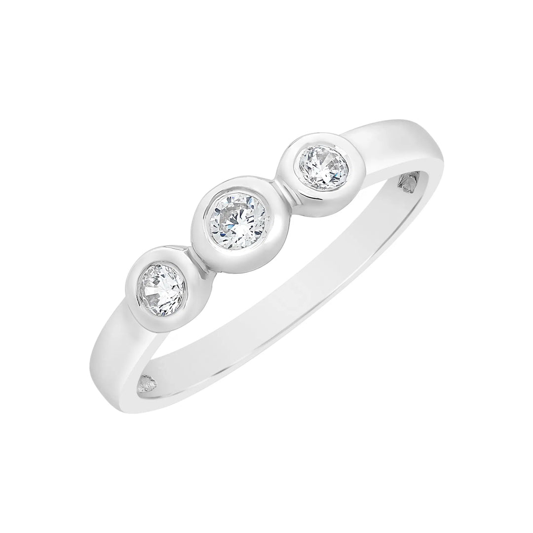 Sterling Silver Cubic Zirconia Trilogy Ring