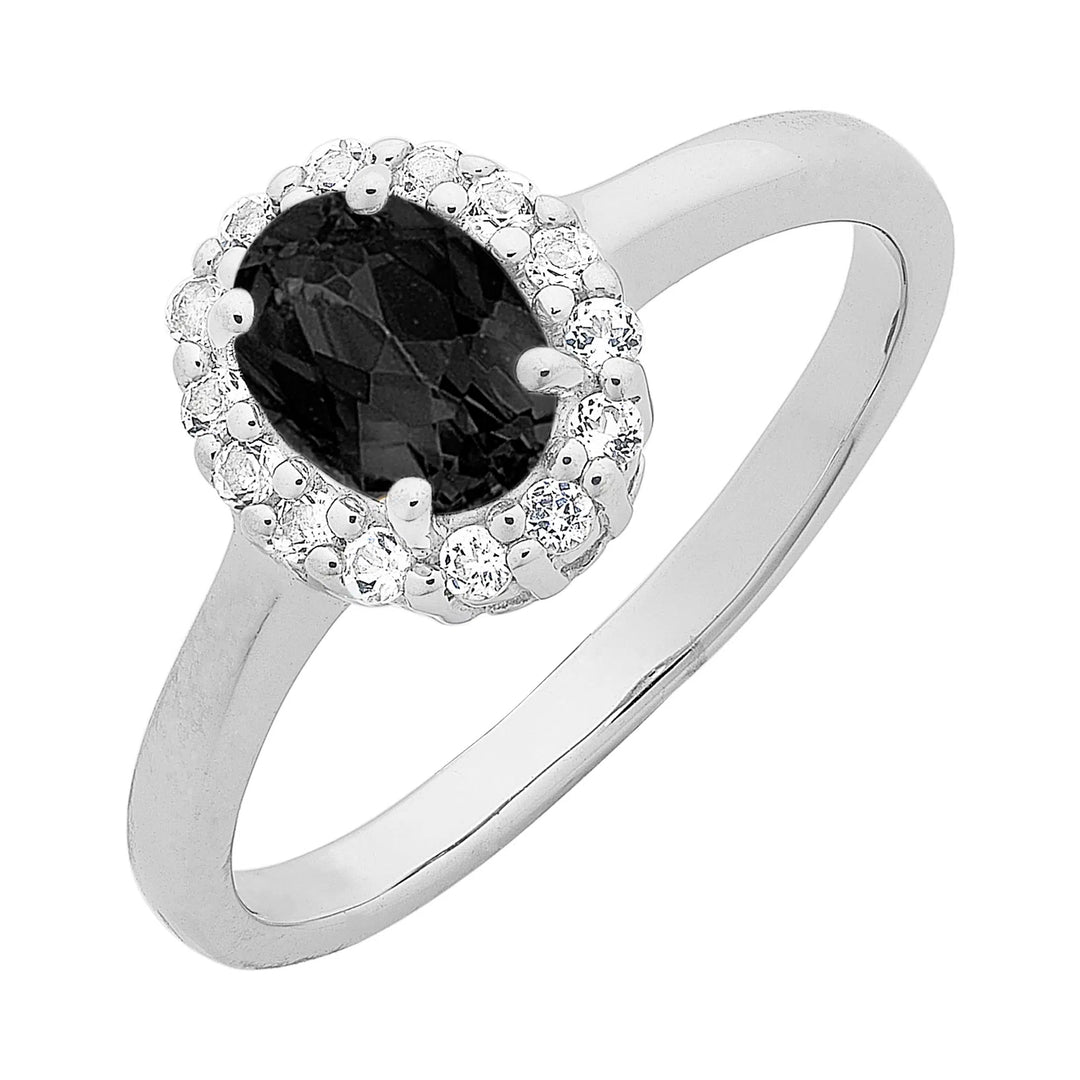 Silver Natural Sapphire & White Topaz Dress Ring