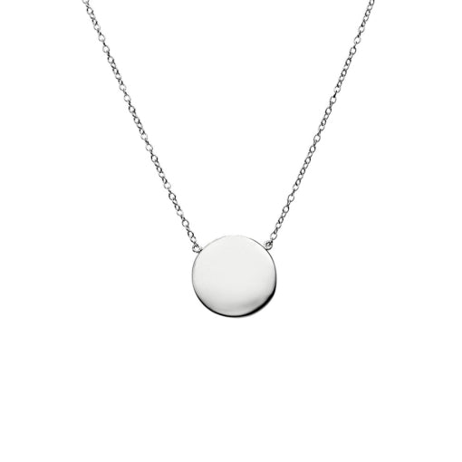 Sterling Silver Polished/Matte Reversible Disc Pend With Fixed Chain