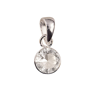 Sterling Silver April 6MM Bezel Set Cubic Zirconia Birthstone Pendant