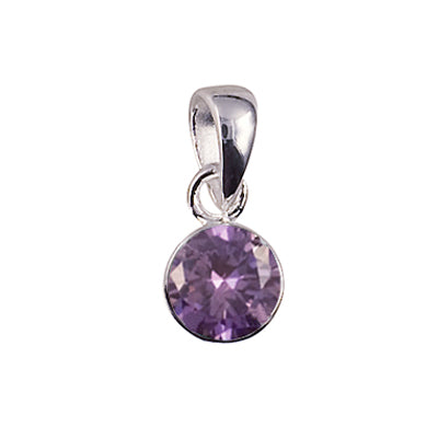 Sterling Silver June 6MM Bezel Set Cubic Zirconia Birthstone Pendant