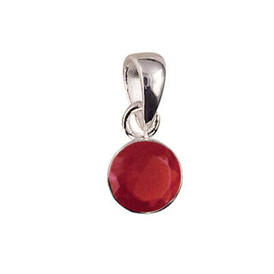 Sterling Silver July 6MM Bezel Set Cubic Zirconia Birthstone Pendant