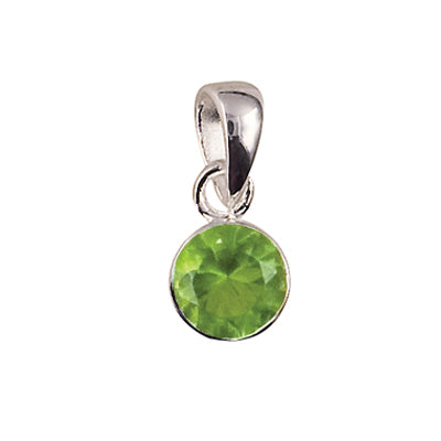 Sterling Silver August 6mm Bezel Set Cubic Zirconia Birthstone Pendant With Display Chain