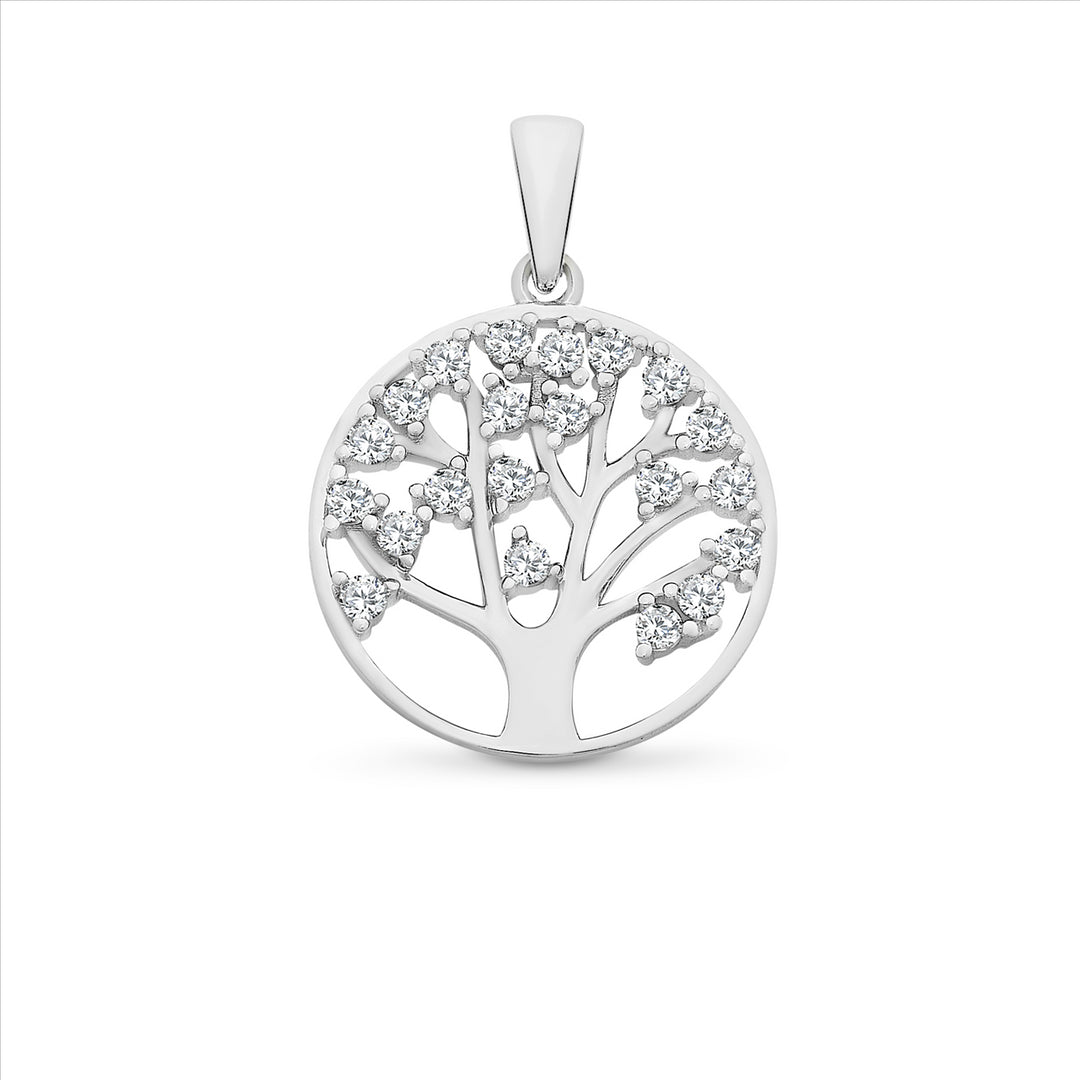 Silver CZ Tree Of Life Necklace