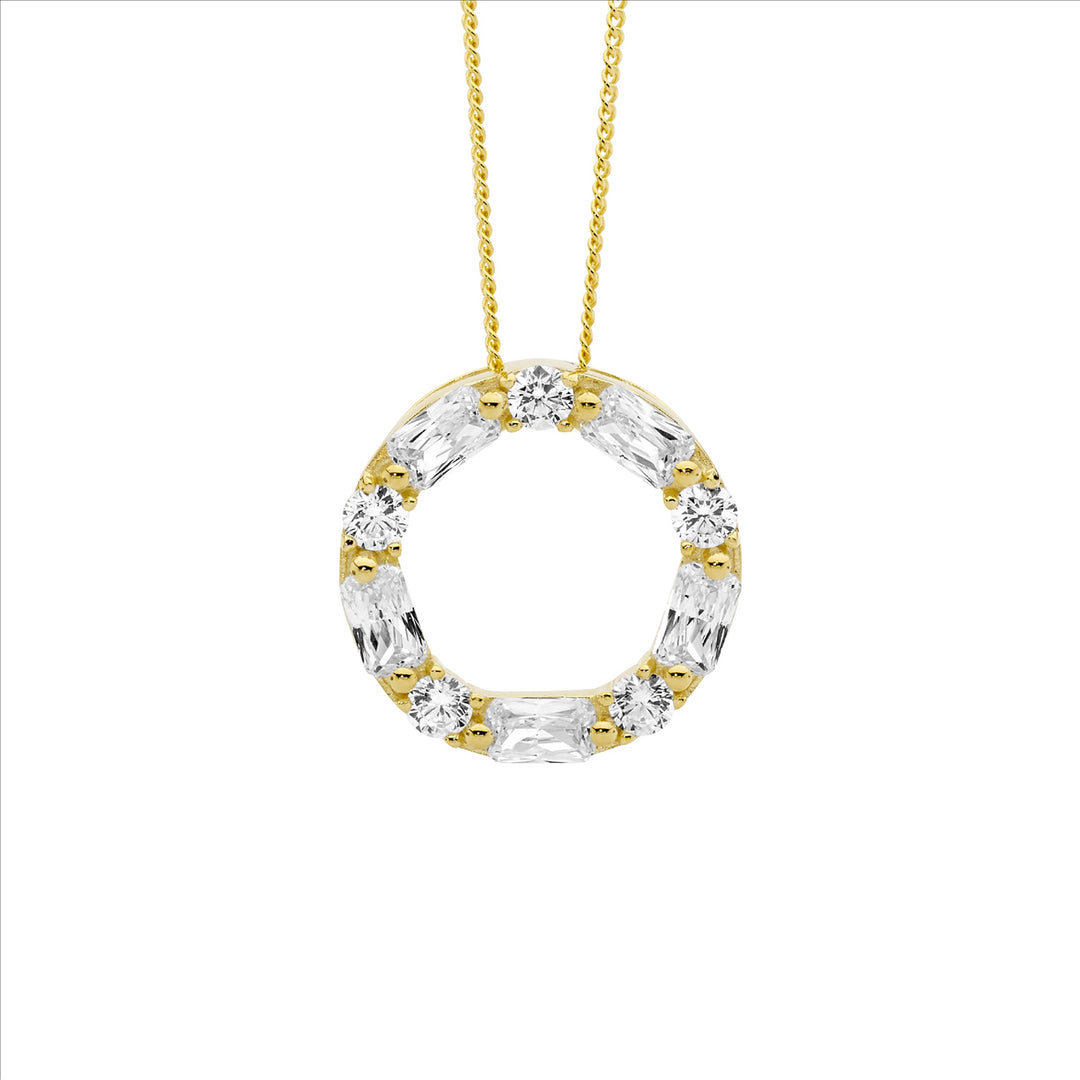 YG Plated CZ Open Circle Necklace