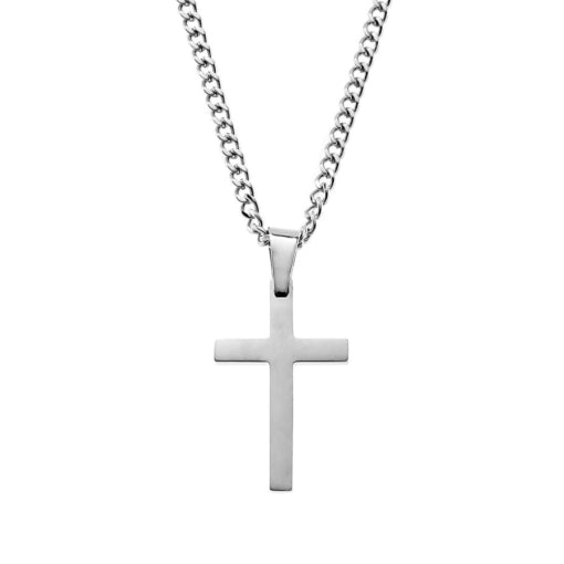 Blaze Stainless Steel Men’S Cross Pendant Necklace With 55Mm*3Mm Curb Chain