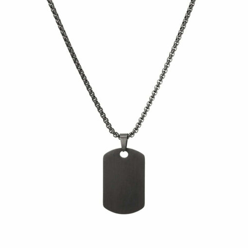 Blaze stainless steel men’s matte dog tag pendant necklace with box chain