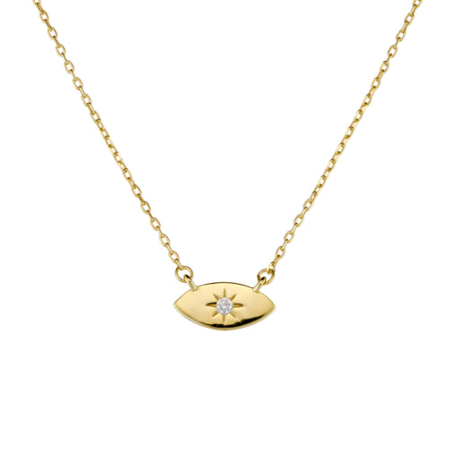 YG Plated Almond Shaped CZ Pendant Necklace