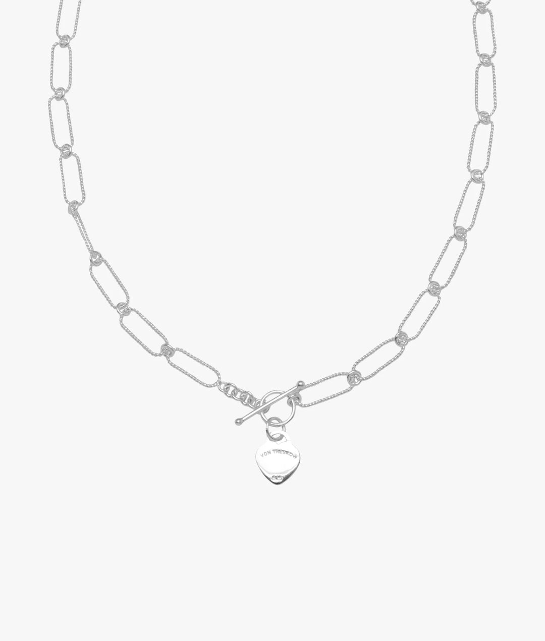 Von Teskow Twisted Open Paperclip Chain With Flat Vt Heart