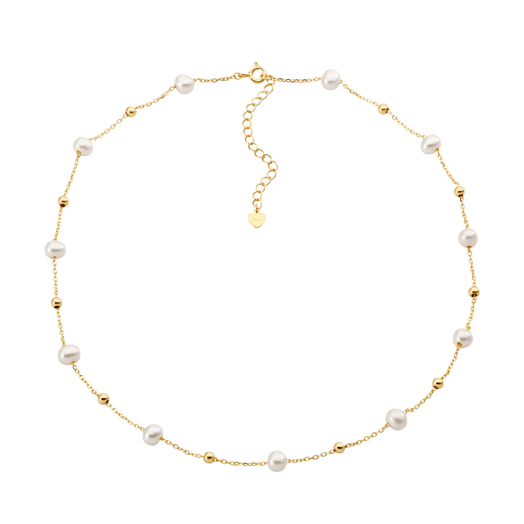 Ellani YG Plated FWP & Ball Necklace