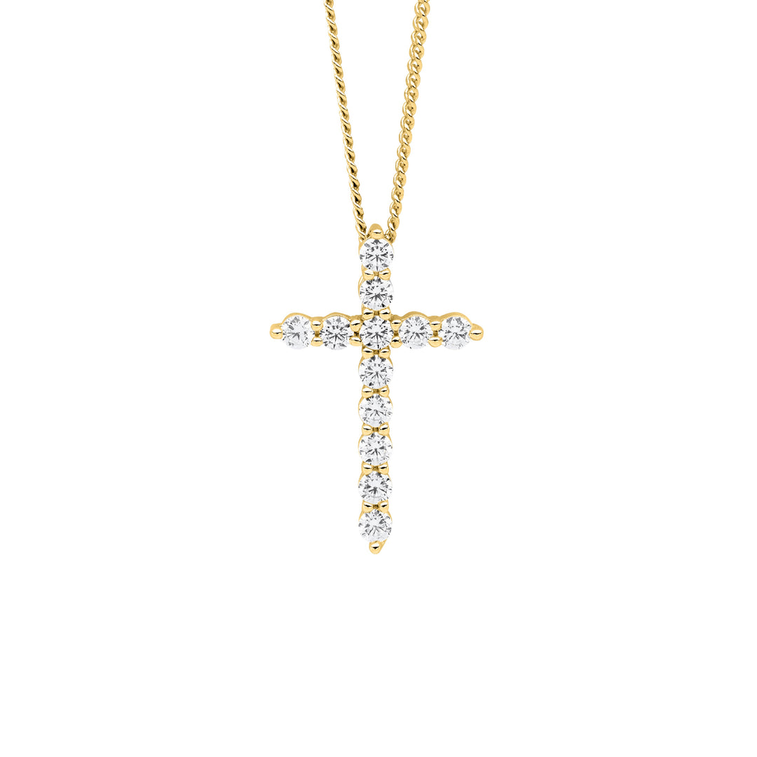 Ellani YG Plated CZ Cross Necklace
