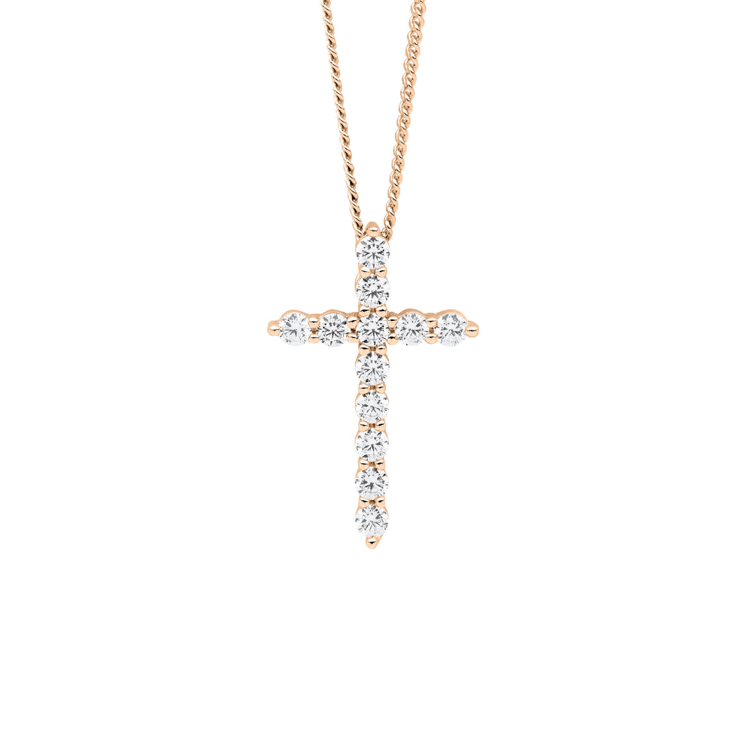 Ellani RG Plated CZ Cross Necklace