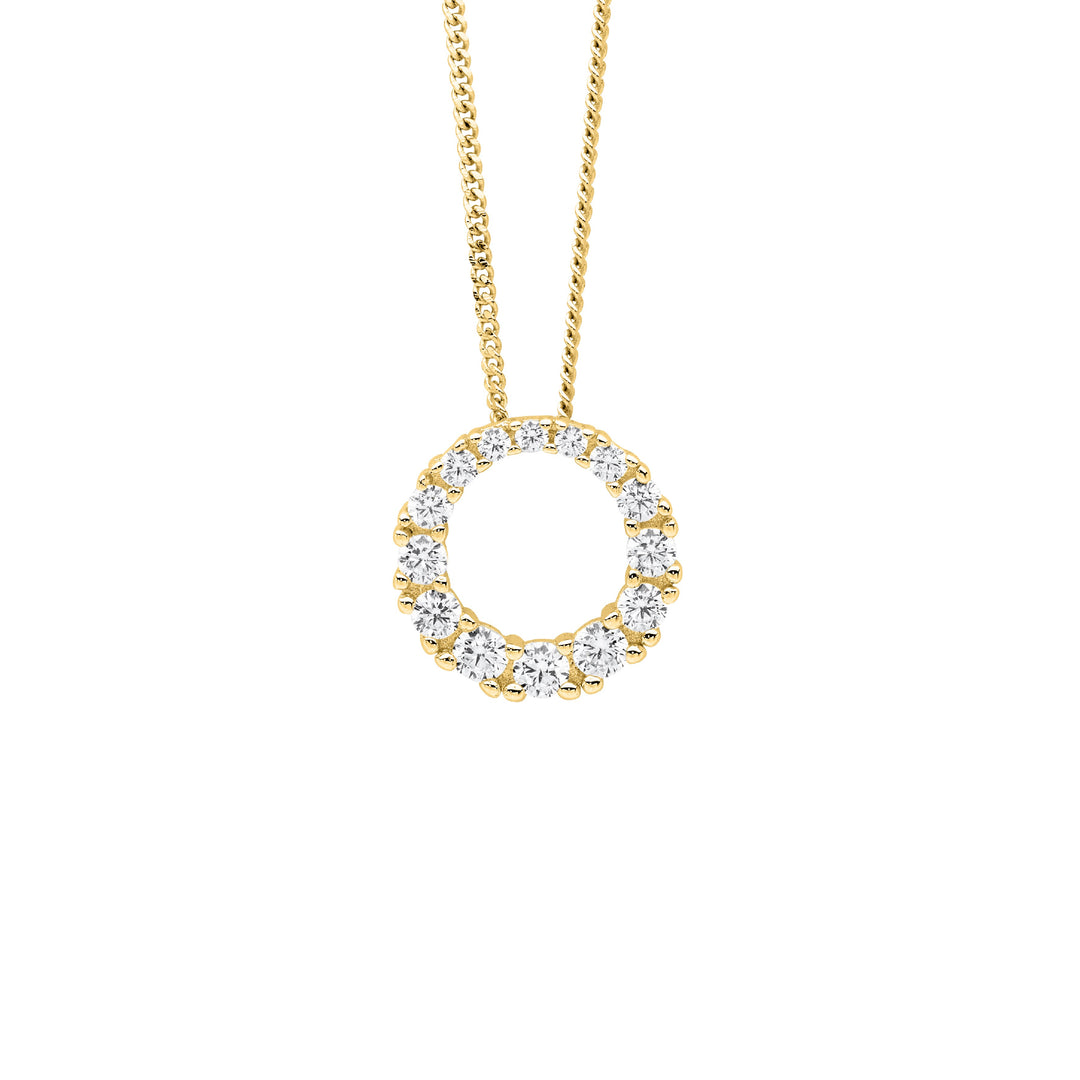 Ellani YG Plated Graduated CZ Circle Necklace