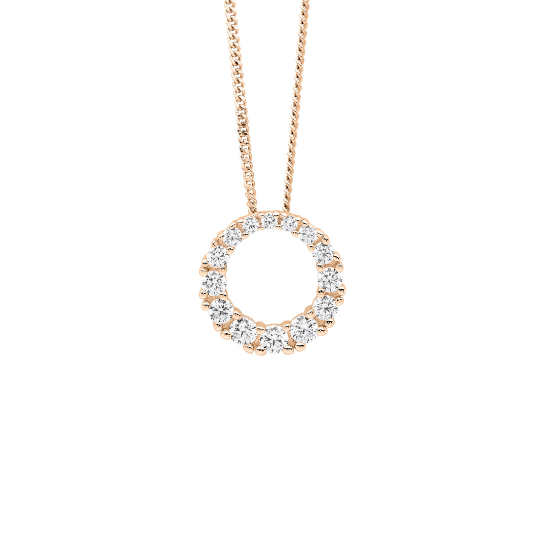 Ellani RG Plated Graduated CZ Circle Necklace