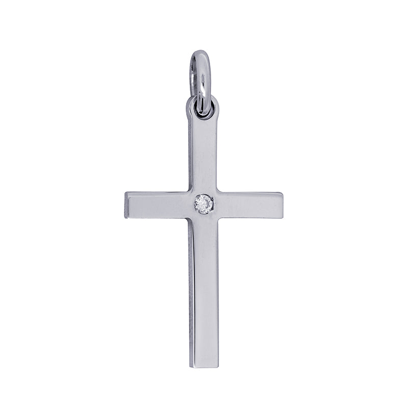 Silver CZ Cross Pendant