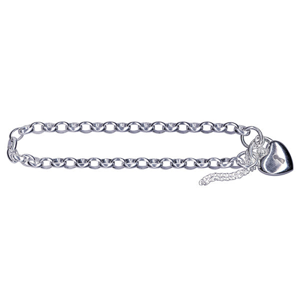 Silver Oval Belcher Blt With Heart Padlock