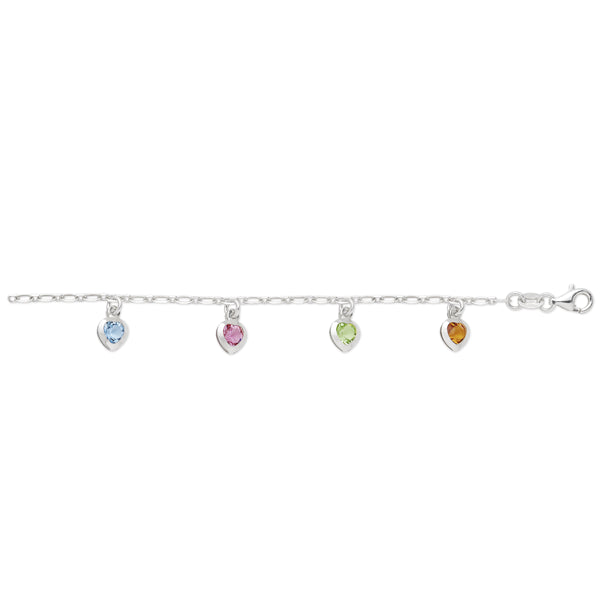 Silver Multi-Colour CZ Anklet