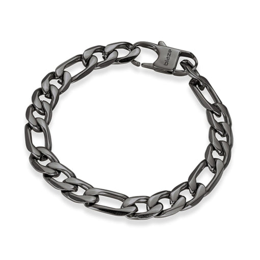 Blaze Black S/Steel Heavy 3/1 Figaro Link 22Cm*1Cm Bracelet W Parrot Clasp