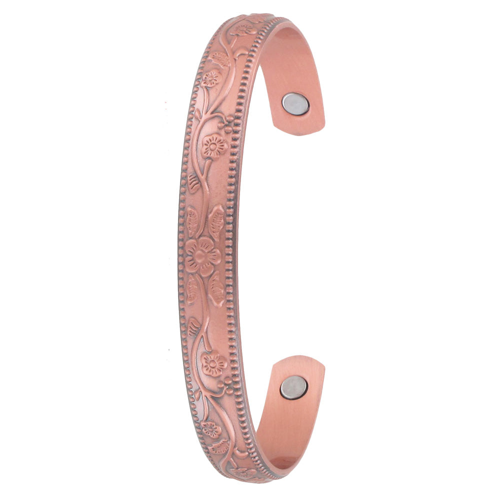 Copper Raised Floral Design Bangle