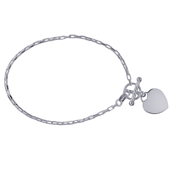 Silver Cable T-Bar Heart Bracelet