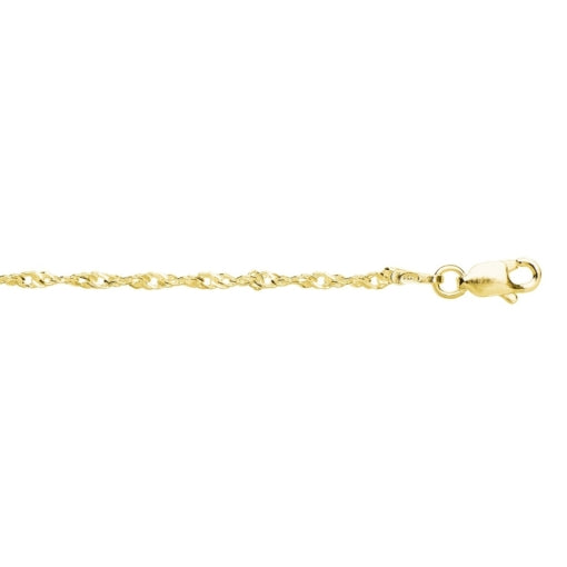 Sterling Silver Gold Plated Anklet With Singapore Twist Link