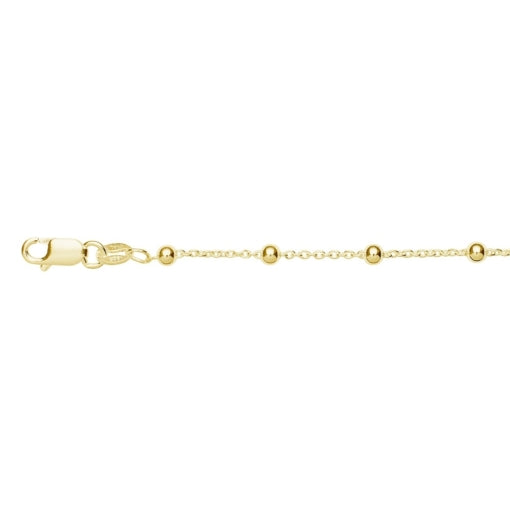 Sterling Silver Gold Plated Fine Anklet With Bead Details