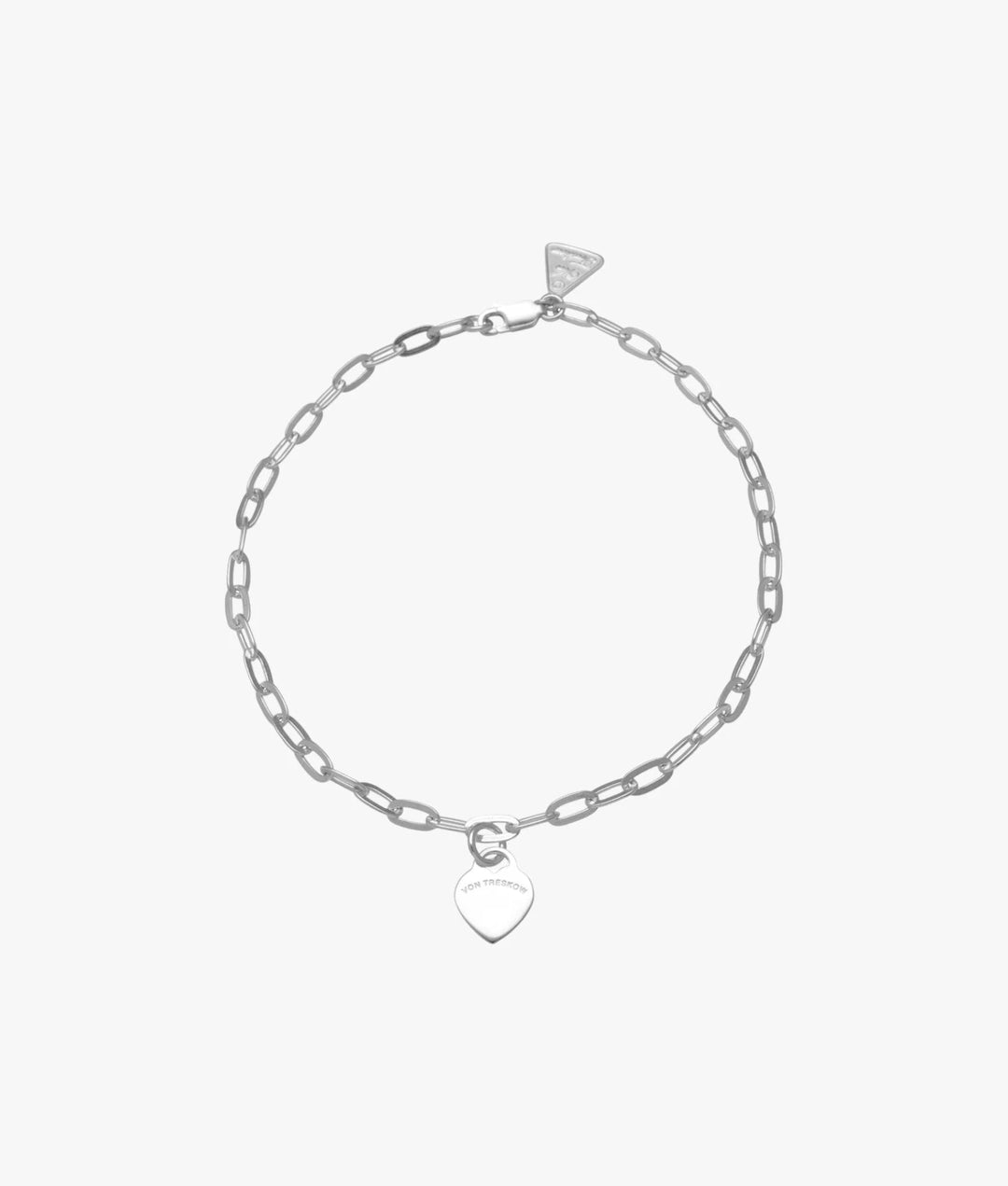 Von Treskow Paperclip Link Anklet With Flat Heart