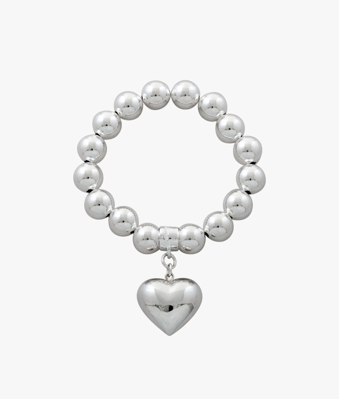 Von Treskow Silver Stretch Ball Bracelet With Puff Heart