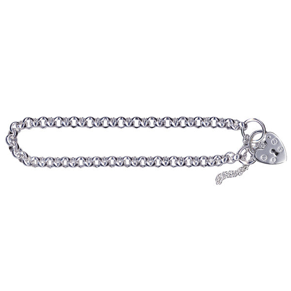 Silver Belcher Heart Padlock Bracelet