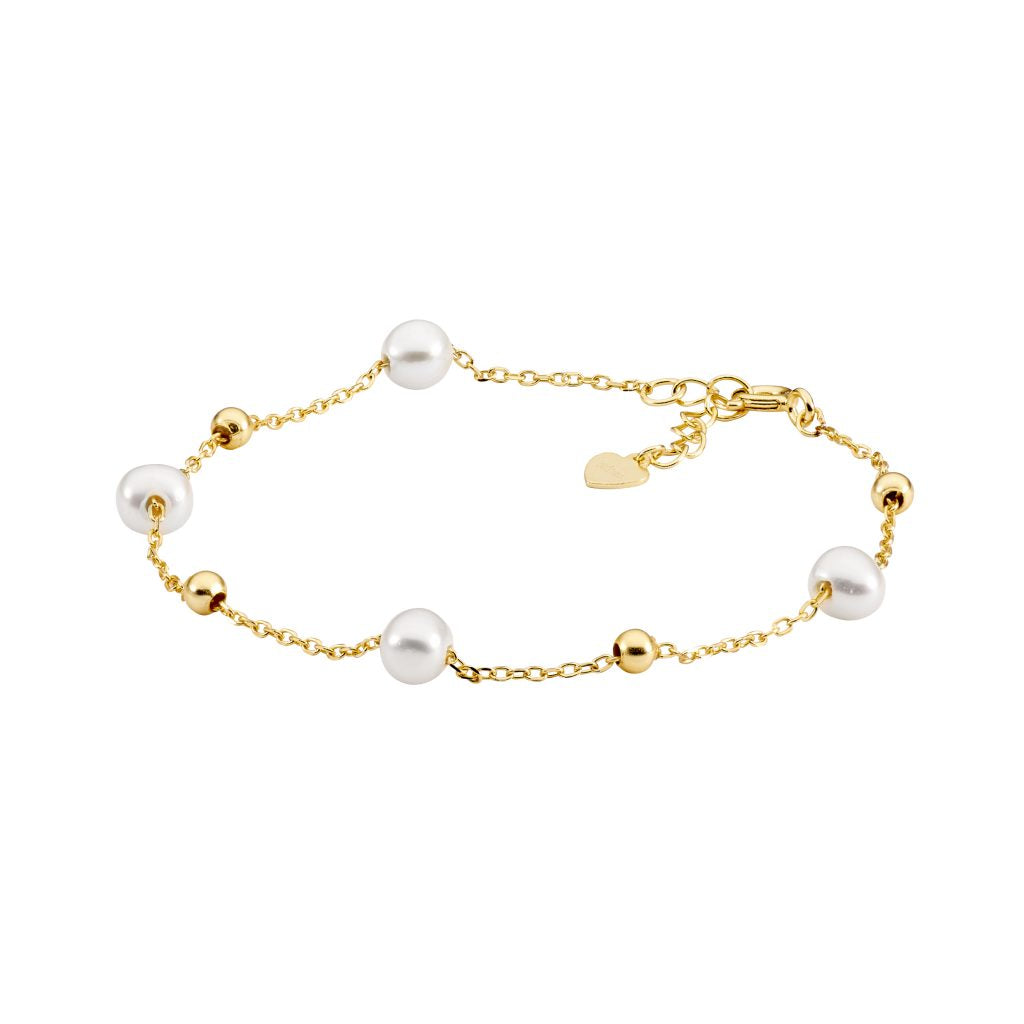 Ellani YG Plated FWP & Ball Chain Bracelet